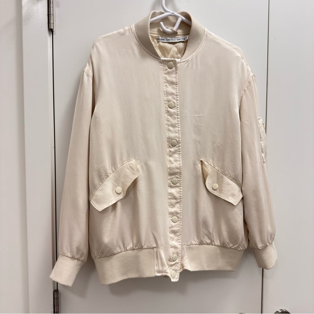 &Other Stories Women's Cream Bomber Jacket light jacket size 10 for spring